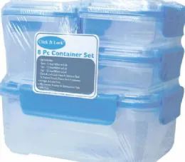 6 Wholesale 8 Piece Plastic Container With Click And Lock Lids