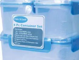 12 of 6 Piece Plastic Container With Click And Lock Lids