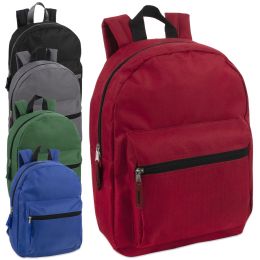 24 Pieces 15 Inch Basic Backpack - Backpacks 15" or Less