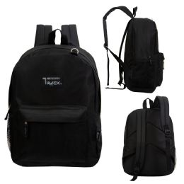 24 Wholesale 17" Classic Black Backpack - Bulk Case Of 24 Bookbags