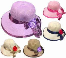 24 Wholesale Lady Girl Sun Hat With Flower