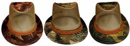 24 Wholesale Camo Mesh Fedora Hat