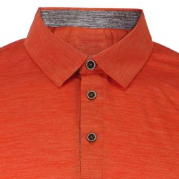 24 Pieces Mens Performance Melange Polo T Shirt In Orange - Mens T-Shirts