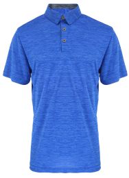 24 Pieces Mens Performance Melange Polo T Shirt In Royal - Mens T-Shirts