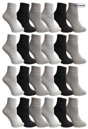 24 Bulk Yacht & Smith Women's Cotton Assorted Color Quarter Ankle Sports Socks, Size 9-11