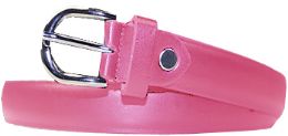 36 Pieces Kids Genuine Leather Fashion Belts In Pink - Belts