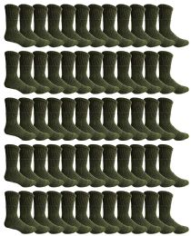 120 Wholesale Yacht & Smith Men's Cotton Army Green Terry Cushioned Military Grade Socks