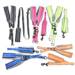 24 Wholesale Nylon Padded Dog Harness With 48" Leash [large]