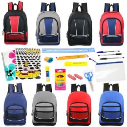 24 Wholesale 17" Backpacks With 20 Piece School Supply Kit In 8 Assorted Styles Sport