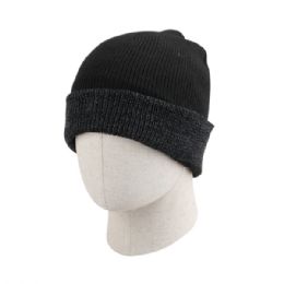 36 Pieces Adult Plain Ribbed Two Tone Beanie Hat - Winter Beanie Hats