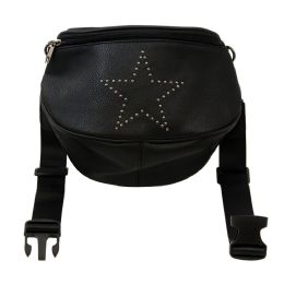 12 Pieces Oversize Fanny Pack In Black With Star - Fanny Pack
