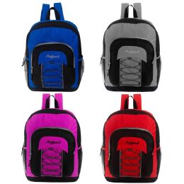 24 Wholesale 17" Bungee Face Wholesale Backpacks In 4 Assorted