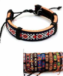 96 of Embroidered Pattern Faux Leather Bracelet