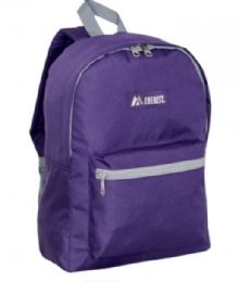 30 Wholesale  Basic Color Block Backpack In Eggplant 