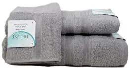 12 Pieces Gray Cotton 3 Piece Towel Set - Towels