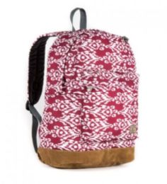 30 Wholesale Everest Suede Bottom Pattern Backpack In Burgundy/white Ikat
