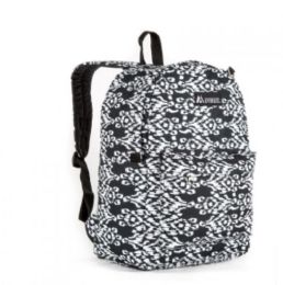 30 Pieces Everest Pattern Printed Backpack In Black/white Ikat Print - Backpacks 16"