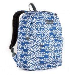 30 Pieces Everest Pattern Printed Backpack In Navy White Ikat Print - Backpacks 16"