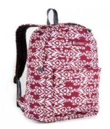 30 Pieces Everest Pattern Printed Backpack In Burgundy White Ikat Print - Backpacks 16"