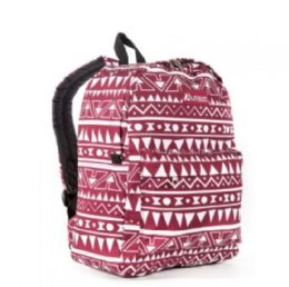 30 Pieces Everest Pattern Printed Backpack In Burgundy White Ethnic Print - Backpacks 16"