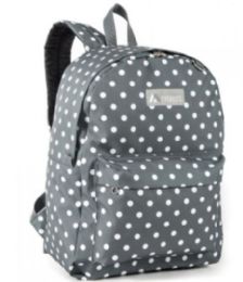30 Pieces Everest Pattern Printed Backpack In Gray And White Polka Dot Print - Backpacks 16"