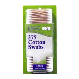 48 Bulk 375 Count Cotton Swabs With Wooden Stem