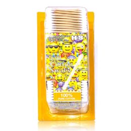 48 Wholesale 550 Count Emoji Wooden Swabs