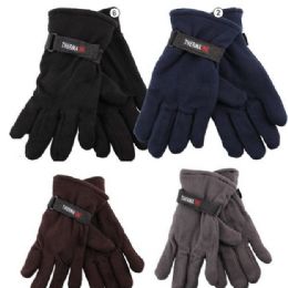 72 Units of Men's Fleece Glove's - Assorted Colors - Fleece Gloves