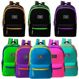 24 Pieces 19" Large Backpacks With Side Mesh Water Bottle Pockets In 8 Assorted Colors - Backpacks 18" or Larger