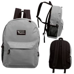 24 Wholesale 17 Inch Classic Bulk Backpacks In Grey