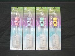 48 Pieces Plastic Baby Bottle Brush With Bear Design - Baby Utensils