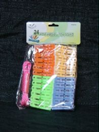 36 Pieces 24 Piece Laundry Peg Rope Set - Clothes Pins