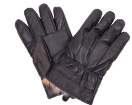 72 Wholesale Men's Black Leather Winter Glove