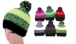 72 Pieces Winter Knit Hat With Fur Balls - Winter Beanie Hats