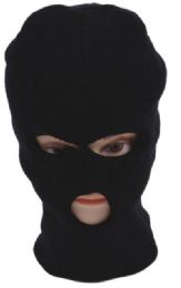 36 Wholesale Unisex 3 Hole Face Ski Mask In Black Color Only
