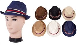72 Pieces Men's Striped Fedora Hat - Fedoras, Driver Caps & Visor