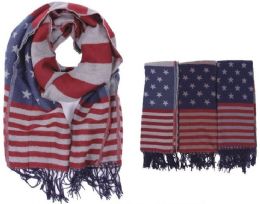 72 Pieces Women's American Flag Printed Scarf - Womens Fashion Scarves