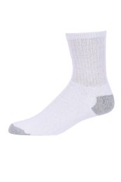 240 Wholesale Women's Crew Sport Sock In White And Grey Heel & Toe Size 9-11