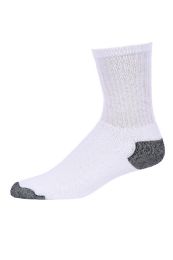 120 Wholesale Men's Crew Sport Socks In White With Black Heel & Toe Size 10-13