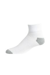 120 Wholesale Men's Sport Quarter Ankle Sock In White With Grey Heel & Toe Size 10-13