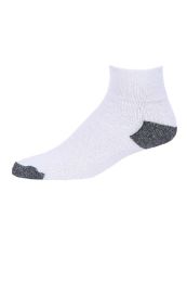 120 Wholesale Women's Sport Quarter Ankle Sock In White With Black Heel & Toe Size 9-11