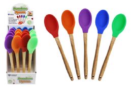 40 Wholesale Bamboo Handle Silicone Spoon