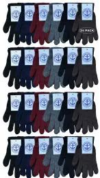 24 Pairs Yacht & Smith Men's Winter Gloves, Magic Stretch Gloves In Assorted Solid Colors - Knitted Stretch Gloves