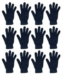 6 Pairs Yacht & Smith Unisex Black Magic Gloves - Knitted Stretch Gloves