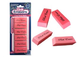 144 Wholesale 6 Piece Pink Erasers