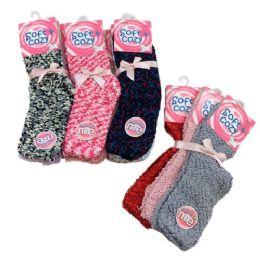 36 Units of Soft & Cozy Fuzzy Socks [solid/variegated] - Womens Fuzzy Socks