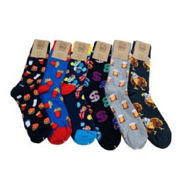 24 Wholesale Fun Prints Assorted Crew Socks 10-13