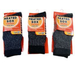 24 Wholesale 1pr Men's Heated Sox Thermal Crew Socks 10-13 [brushed Interior]