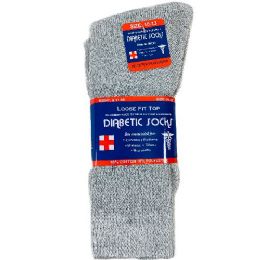 24 Pairs Diabetic Crew Socks 10-13 [gray] - Men's Diabetic Socks