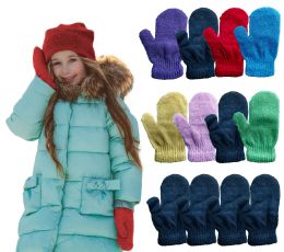 144 Wholesale Yacht & Smith Kids Striped Mitten With Stretch Cuff Ages 2-8